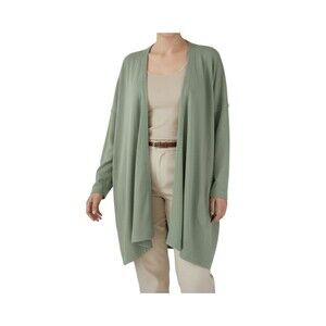 NWT J. Jill Pure Organic Cotton Terry Cardigan 2X Light Green Mineral Dye Lounge